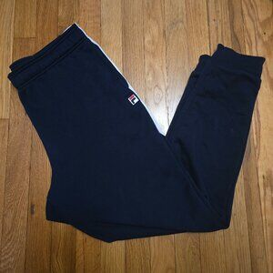 Fila Men's Casual Navy Blue W White Track Pant Joggers Size Medium